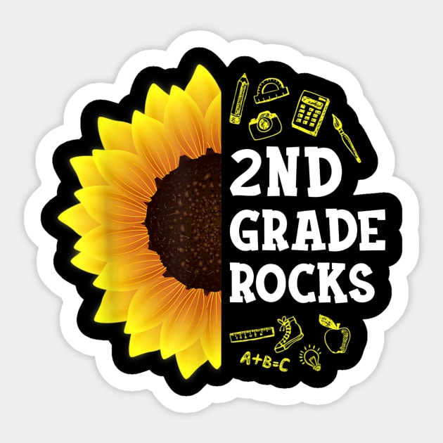 2nd Grade Rocks Sunflower Back To School Boys Girls Gifts Sticker by FONSbually